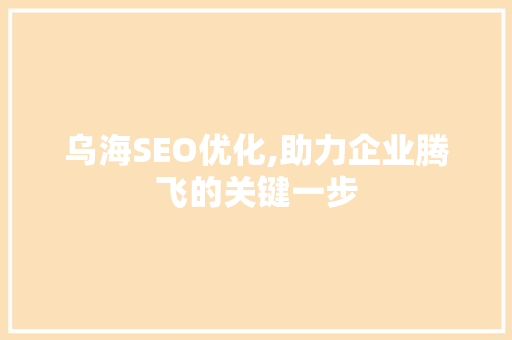 乌海SEO优化,助力企业腾飞的关键一步 必应SEO