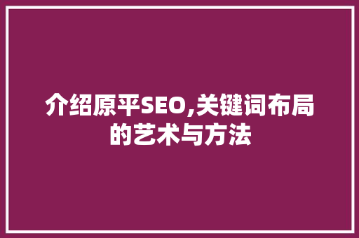 介绍原平SEO,关键词布局的艺术与方法 百度SEO