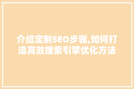 介绍定制SEO步骤,如何打造高效搜索引擎优化方法 搜狗SEO