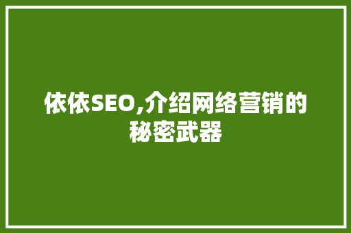 依依SEO,介绍网络营销的秘密武器 必应SEO