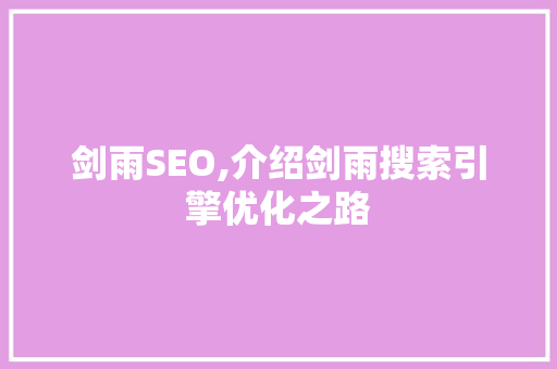 剑雨SEO,介绍剑雨搜索引擎优化之路 百度SEO