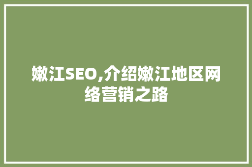 嫩江SEO,介绍嫩江地区网络营销之路 GoogleSEO