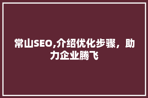 常山SEO,介绍优化步骤，助力企业腾飞 必应SEO