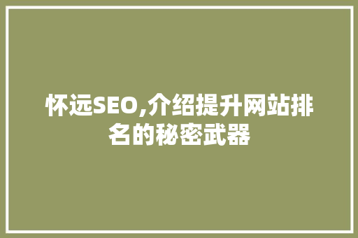 怀远SEO,介绍提升网站排名的秘密武器 GoogleSEO