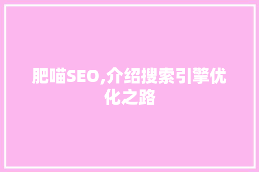 肥喵SEO,介绍搜索引擎优化之路 百度SEO