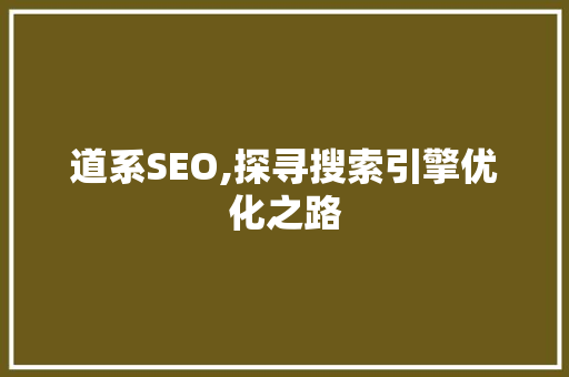 道系SEO,探寻搜索引擎优化之路 搜狗SEO