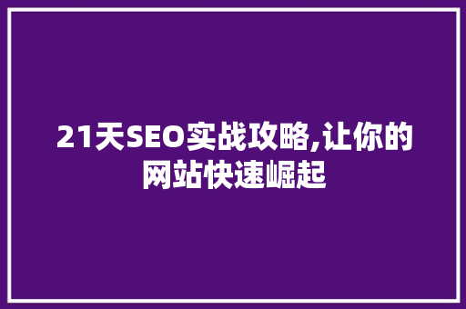 21天SEO实战攻略,让你的网站快速崛起 GoogleSEO