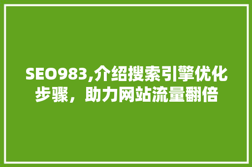 SEO983,介绍搜索引擎优化步骤，助力网站流量翻倍 搜狗SEO