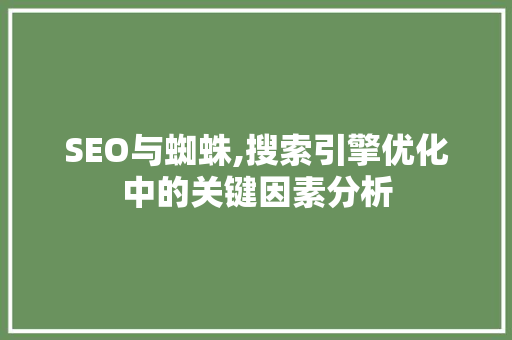 SEO与蜘蛛,搜索引擎优化中的关键因素分析 百度SEO