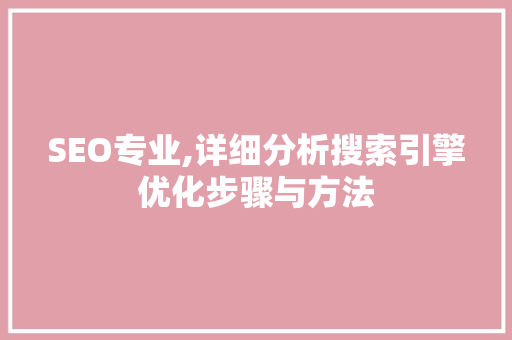 SEO专业,详细分析搜索引擎优化步骤与方法 百度SEO