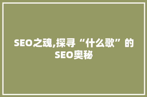 SEO之魂,探寻“什么歌”的SEO奥秘 搜狗SEO
