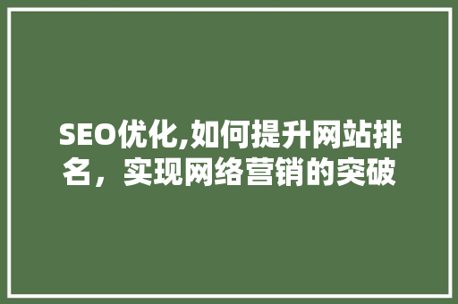 SEO优化,如何提升网站排名，实现网络营销的突破 搜狗SEO