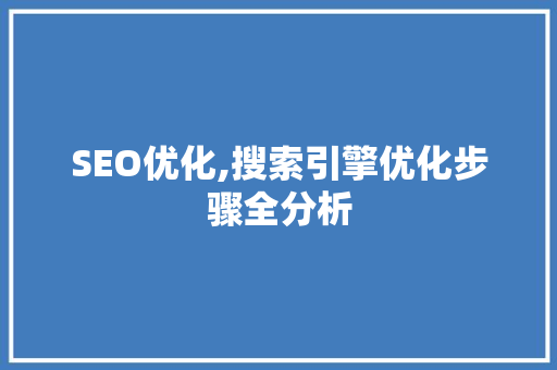 SEO优化,搜索引擎优化步骤全分析 GoogleSEO
