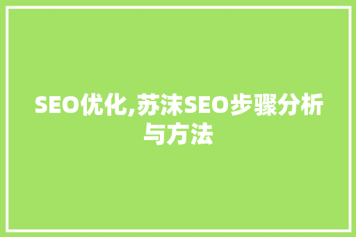 SEO优化,苏沫SEO步骤分析与方法 GoogleSEO