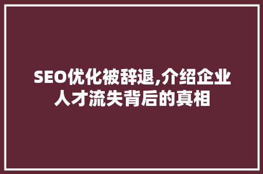 SEO优化被辞退,介绍企业人才流失背后的真相 必应SEO