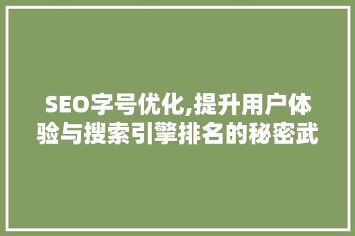 SEO字号优化,提升用户体验与搜索引擎排名的秘密武器 GoogleSEO