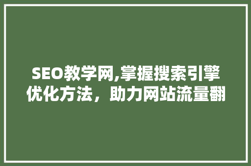 SEO教学网,掌握搜索引擎优化方法，助力网站流量翻倍增长 GoogleSEO