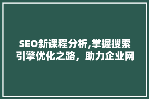 SEO新课程分析,掌握搜索引擎优化之路，助力企业网站流量增长 必应SEO
