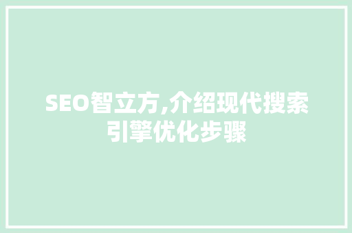 SEO智立方,介绍现代搜索引擎优化步骤 GoogleSEO