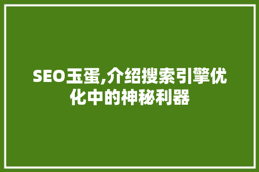 SEO玉蛋,介绍搜索引擎优化中的神秘利器 必应SEO