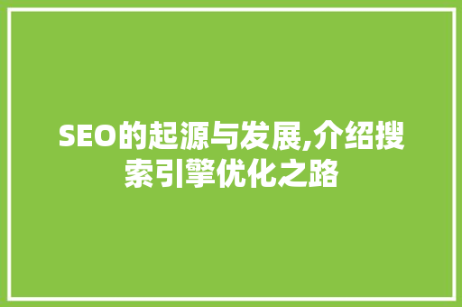SEO的起源与发展,介绍搜索引擎优化之路 必应SEO
