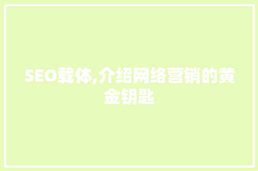 SEO载体,介绍网络营销的黄金钥匙 必应SEO