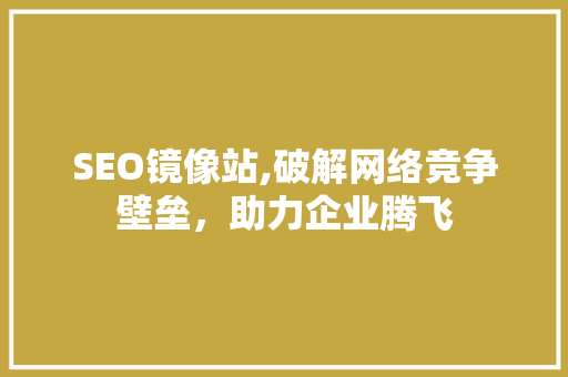 SEO镜像站,破解网络竞争壁垒，助力企业腾飞