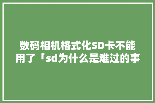 数码相机格式化SD卡不能用了「sd为什么是难过的事情」 数码相机格式化SD卡不能用了「sd为什么是难过的事情」 搜狗SEO