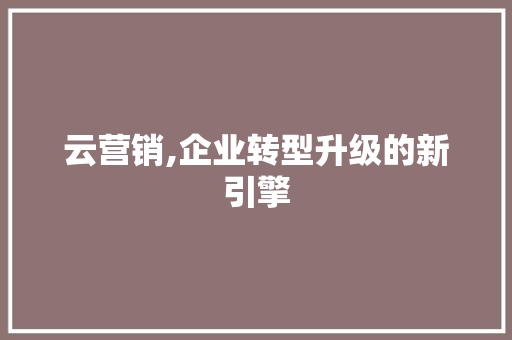 云营销,企业转型升级的新引擎 GoogleSEO