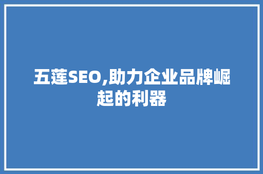 五莲SEO,助力企业品牌崛起的利器 神马SEO
