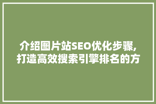 介绍图片站SEO优化步骤,打造高效搜索引擎排名的方法 神马SEO
