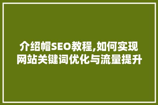 介绍帽SEO教程,如何实现网站关键词优化与流量提升 搜狗SEO