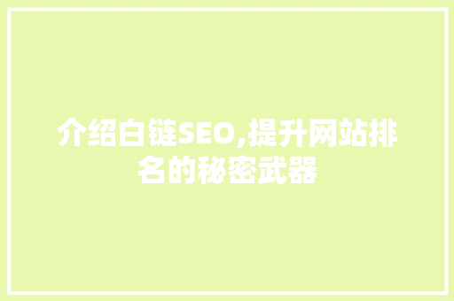 介绍白链SEO,提升网站排名的秘密武器 百度SEO