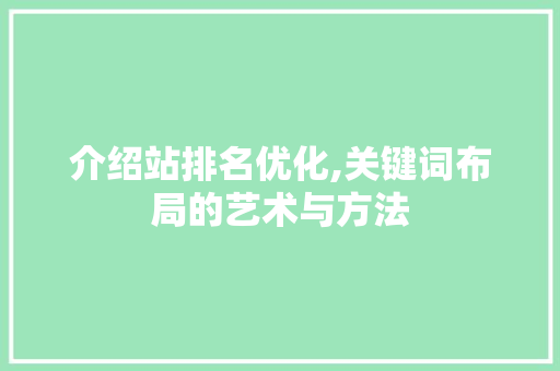 介绍站排名优化,关键词布局的艺术与方法 百度SEO
