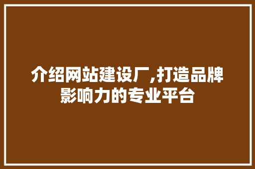 介绍网站建设厂,打造品牌影响力的专业平台 百度SEO