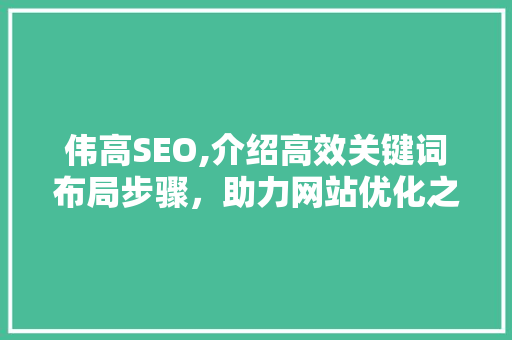 伟高SEO,介绍高效关键词布局步骤，助力网站优化之路 神马SEO