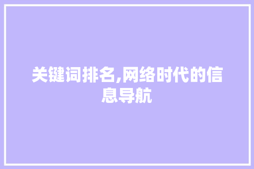 关键词排名,网络时代的信息导航 GoogleSEO
