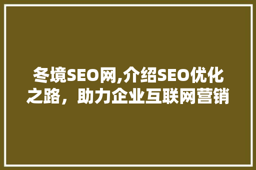 冬境SEO网,介绍SEO优化之路，助力企业互联网营销新篇章 GoogleSEO
