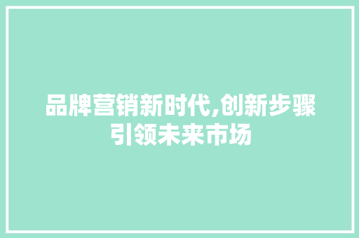 品牌营销新时代,创新步骤引领未来市场 必应SEO