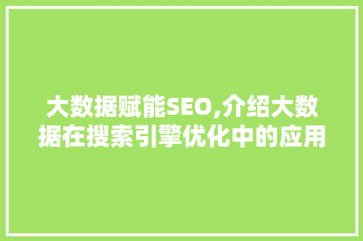 大数据赋能SEO,介绍大数据在搜索引擎优化中的应用与价值