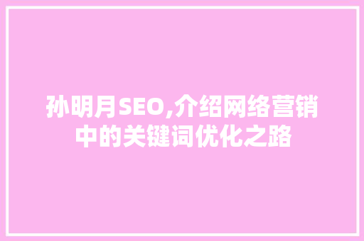 孙明月SEO,介绍网络营销中的关键词优化之路 必应SEO