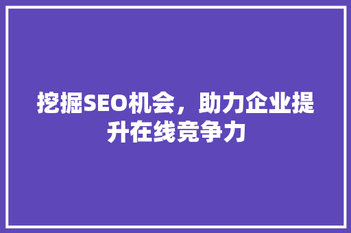 挖掘SEO机会，助力企业提升在线竞争力