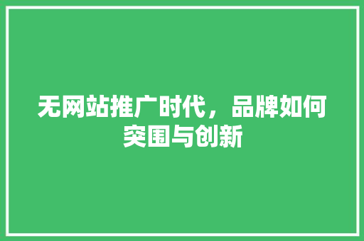 无网站推广时代，品牌如何突围与创新 百度SEO