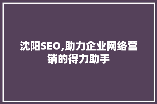 沈阳SEO,助力企业网络营销的得力助手 百度SEO