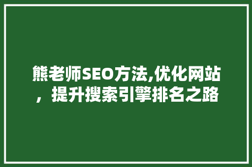 熊老师SEO方法,优化网站，提升搜索引擎排名之路 必应SEO