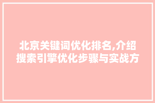 北京关键词优化排名,介绍搜索引擎优化步骤与实战方法 GoogleSEO
