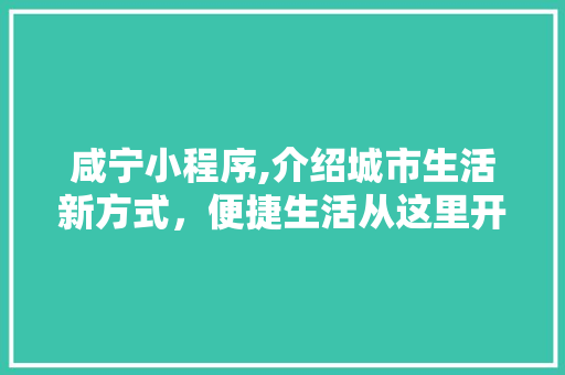 咸宁小程序,介绍城市生活新方式，便捷生活从这里开始