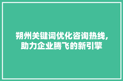 朔州关键词优化咨询热线,助力企业腾飞的新引擎 GoogleSEO