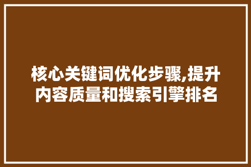 核心关键词优化步骤,提升内容质量和搜索引擎排名 百度SEO