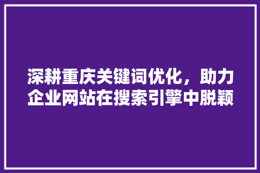 深耕重庆关键词优化，助力企业网站在搜索引擎中脱颖而出